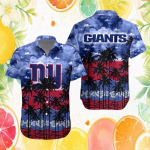 New York Giants Hibiscus Flower & Cloud Pattern Tropical Hawaiian Shirt New York Giants Hibiscus Flower & Cloud Pattern Tropical Hawaiian Shirt
