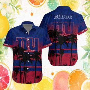 New York Giants Vintage Tropical Palm Tree Blue & Red Hawaiian Shirt New York Giants Vintage Tropical Palm Tree Blue & Red Hawaiian Shirt