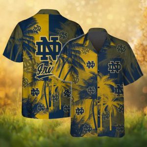 Notre Dame Fighting Irish NCAA Navy & Gold Summer Hawaiian Shirt