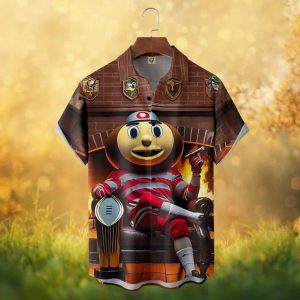 Ohio State Buckeyes Brutus Buckeye Sitting by Fireplace Graphic Hawaiian Shirt Ohio State Buckeyes Brutus Buckeye Sitting by Fireplace Graphic Hawaiian Shirt