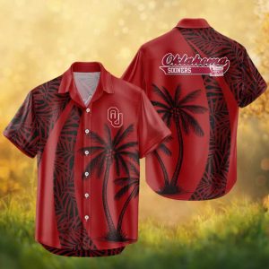 Oklahoma Sooners NCAA Crimson Tropical Beach Palm Tree Hawaiian Shirt