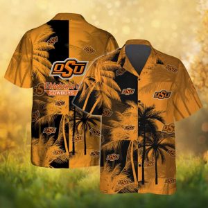 Oklahoma State Cowboys OSU Tropical Palm Tree Black & Orange Hawaiian Shirt