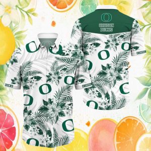 Oregon Ducks Green Floral Tropical Hawaiian Shirt