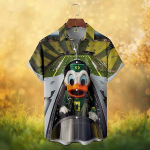 Oregon Ducks Puddles Mascot Fighter Jet Cockpit Over Autzen Stadium Hawaiian Shirt