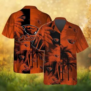 Oregon State Beavers OSU Tropical Palm Tree Orange & Black Hawaiian Shirt