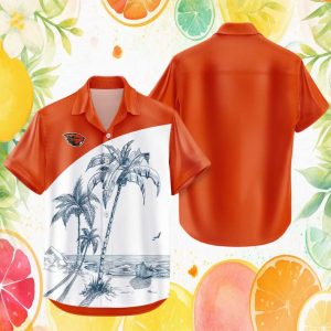 Oregon State Beavers Orange Palm Beach Sketch Hawaiian Shirt