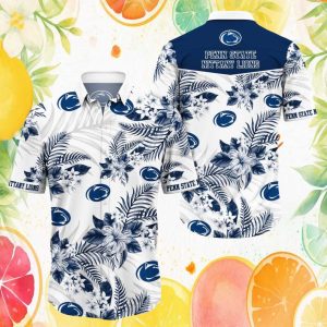 Penn State Nittany Lions NCAA Navy Floral Hawaiian Shirt