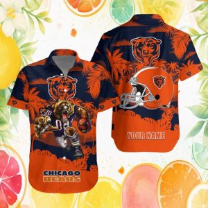 Personalized Chicago Bears Mascot Aggressive Bear Hawaiian Shirt Personalized Chicago Bears Mascot Aggressive Bear Hawaiian Shirt