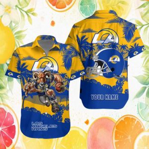 Personalized Los Angeles Rams Hawaiian Shirt Mascot Character & Helmet Edition Personalized Los Angeles Rams Hawaiian Shirt Mascot Character & Helmet Edition