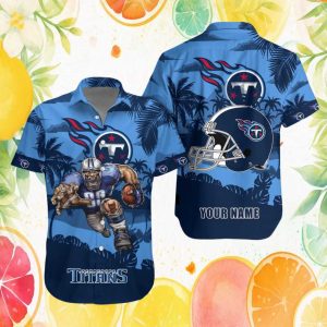 Personalized Tennessee Titans Helmet & Action Player NFL Hawaiian Shirt Personalized Tennessee Titans Helmet & Action Player NFL Hawaiian Shirt