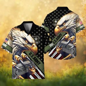 Personalized U.S. Army Eagle Claw Dog Tag Veteran Hawaiian Shirt