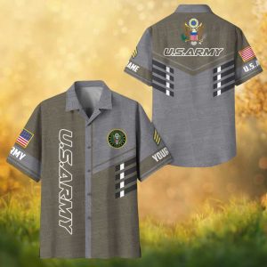 Personalized U.S. Army We The People Constitution Text Gray Hawaiian Shirt