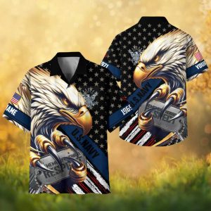 Personalized U.S. Navy Eagle Claw Honor Respect Veteran Hawaiian Shirt