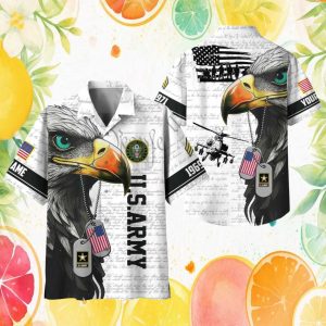 Personalized US Army Veteran Constitution Eagle Dog Tag Custom Hawaiian Shirt