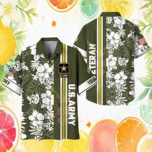 Personalized US Army Veteran Hibiscus Military Hawaiian Shirt