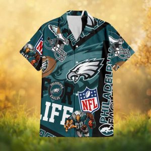 Philadelphia Eagles NFL Hawaiian Shirt Grunge Collage Action Graphic Philadelphia Eagles NFL Hawaiian Shirt Grunge Collage Action Graphic