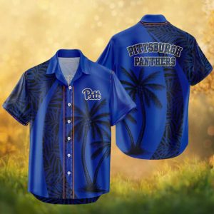 Pittsburgh Panthers Pitt NCAA Palm Tree Sunset Blue Tropical Hawaiian Shirt