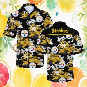 Pittsburgh Steelers Luxury Car & Palm Tree Floral Hawaiian Shirt Pittsburgh Steelers Luxury Car & Palm Tree Floral Hawaiian Shirt