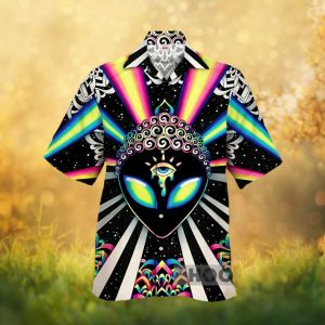 Psychedelic Alien Third Eye Rainbow Fractal Art Festival Hawaiian Shirt