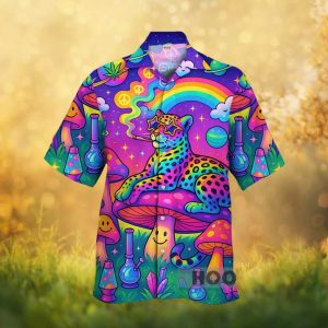 Psychedelic Rainbow Leopard & Mushroom Trippy Hawaiian Shirt