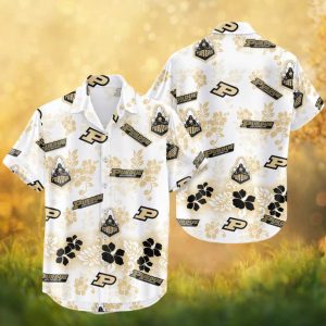 Purdue Boilermakers NCAA Hawaiian Shirt Gold & Black Tropical Beach Apparel