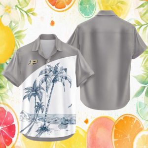 Purdue Boilermakers NCAA Tropical Beach Sketch Hawaiian Shirt