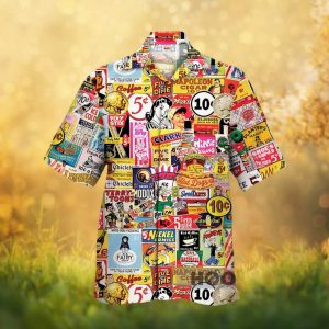 Retro Americana Vintage Magazine & Candy Ad Collage Hawaiian Shirt