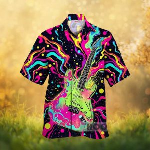 Retro Neon Electric Guitar Music Lover Psychedelic Party Hawaiian Shirt