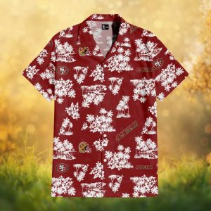 San Francisco 49ers NFL Classic Scarlet White Palm Hawaiian Shirt San Francisco 49ers NFL Classic Scarlet White Palm Hawaiian Shirt