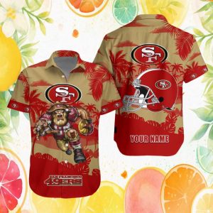 San Francisco 49ers Personalized Name Mascot Gold Hawaiian Shirt San Francisco 49ers Personalized Name Mascot Gold Hawaiian Shirt