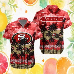 San Francisco 49ers Red Sky Sunset Hibiscus Tropical Hawaiian Shirt San Francisco 49ers Red Sky Sunset Hibiscus Tropical Hawaiian Shirt