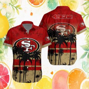 San Francisco 49ers Vintage Grunge Tropical Palm Hawaiian Shirt San Francisco 49ers Vintage Grunge Tropical Palm Hawaiian Shirt