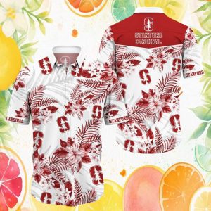 Stanford Cardinal NCAA Red & White Floral Hawaiian Shirt