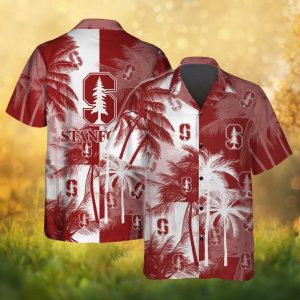 Stanford Cardinal NCAA Tropical Palm Tree Red White Hawaiian Shirt