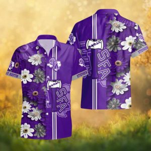 Stephen F. Austin Lumberjacks SFA Jacks 3D Floral Purple Hawaiian Shirt