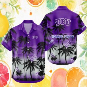 TCU Horned Frogs NCAA Purple Tropical Palm Tree Hawaiian Shirt