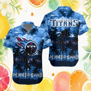Tennessee Titans Blue Cloud & Hibiscus Floral NFL Aloha Summer Shirt Tennessee Titans Blue Cloud & Hibiscus Floral NFL Aloha Summer Shirt