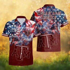 Texas A&M Aggies 1776 Patriotic 250 Years Anniversary Button Down Hawaiian Shirt
