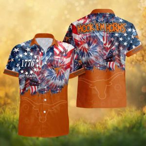 Texas Longhorns Hook 'Em Horns 1776 Patriotic 250 Years Hawaiian Shirt