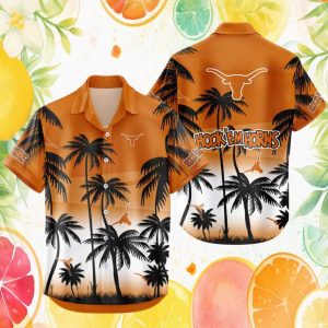 Texas Longhorns Hook 'Em Horns NCAA Tropical Summer Hawaiian Shirt