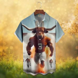 Texas Longhorns Muscular Bevo Mascot Stadium Explosion Hawaiian Shirt