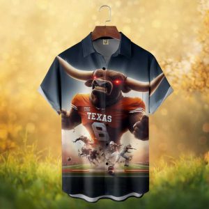 Texas Longhorns Red Eyed Beast Bevo Mascot Gridiron Hawaiian Shirt
