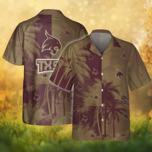 Texas State Bobcats Tropical Sunset Palm Tree Hawaiian Shirt
