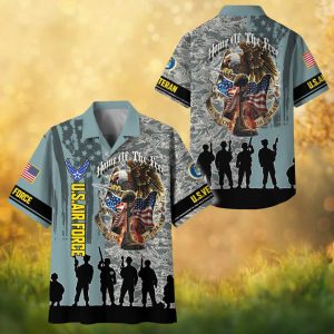 U.S. Air Force Veteran Home Of The Free Patriotic Eagle Military Hawaiian Shirt.jfif