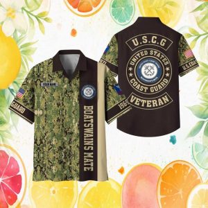 U.S. Coast Guard Boatswain's Mate Custom Name Camo Hawaiian Shirt