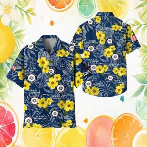 U.S. Navy Boiler Technician Custom Name Floral Hawaiian Shirt