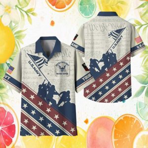 U.S. Navy Proudly Served We The People Constitution Custom Name Patriotic Hawaiian Shirt