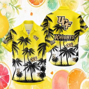 UCF Knights Football Tropical Palm Tree Yellow Hawaiian Shirt