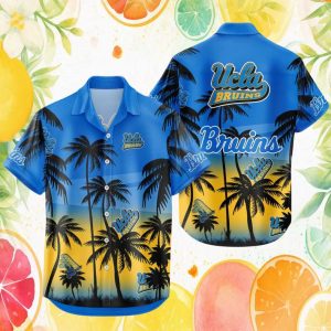 UCLA Bruins Tropical Sunset Beach Blue Hawaiian Shirt