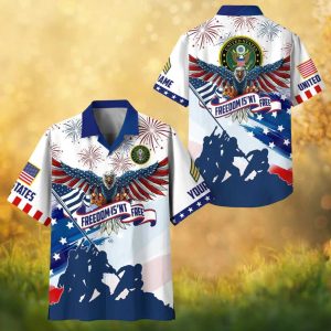 US Army Freedom Isn't Free Iwo Jima Silhouette Fireworks Hawaiian Shirt.jfif